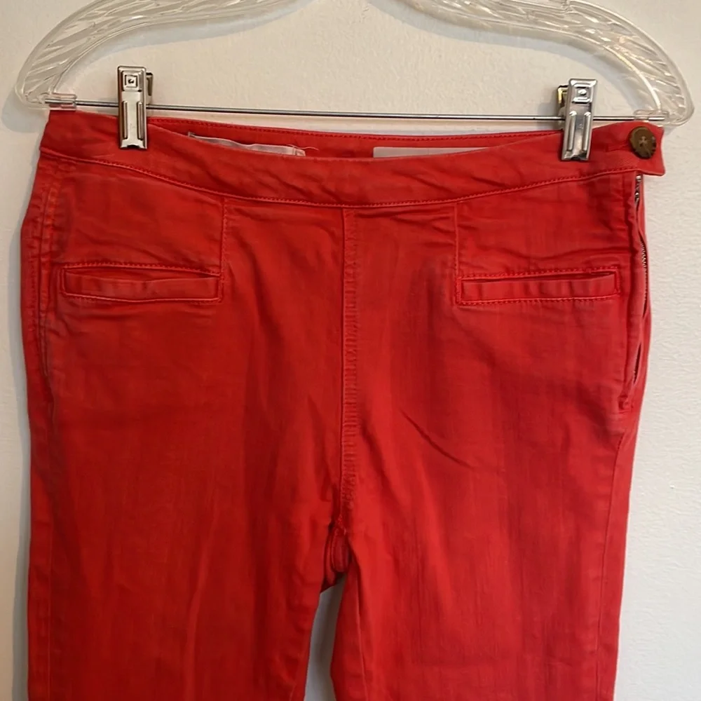 Anthro | Pilcro & The Letterpress | High Rise Coral Crop Denim Jegging Legging